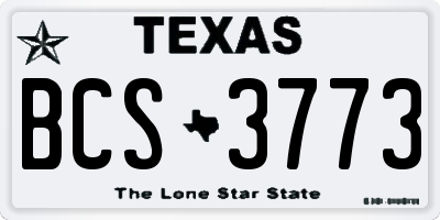 TX license plate BCS3773