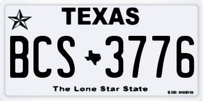 TX license plate BCS3776