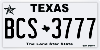TX license plate BCS3777