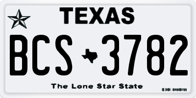 TX license plate BCS3782