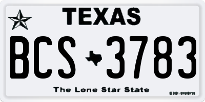 TX license plate BCS3783