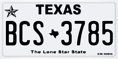 TX license plate BCS3785