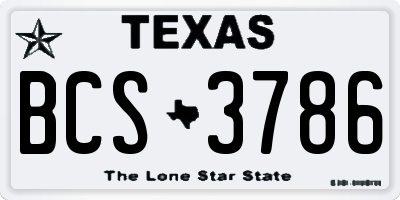 TX license plate BCS3786