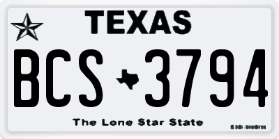 TX license plate BCS3794