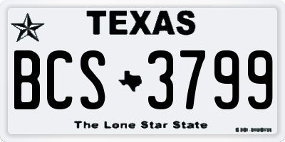 TX license plate BCS3799