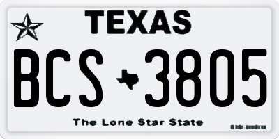 TX license plate BCS3805