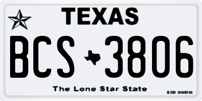 TX license plate BCS3806