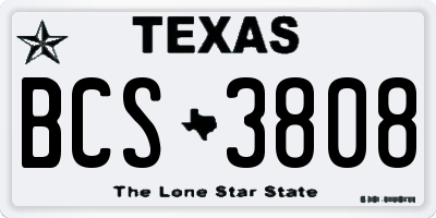 TX license plate BCS3808