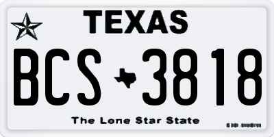 TX license plate BCS3818