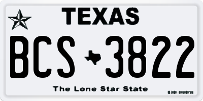 TX license plate BCS3822