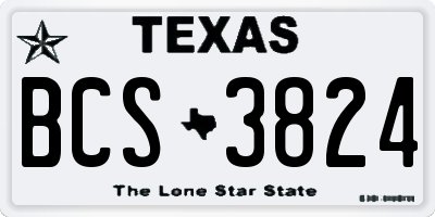 TX license plate BCS3824