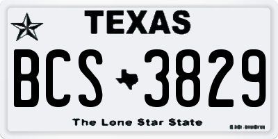 TX license plate BCS3829