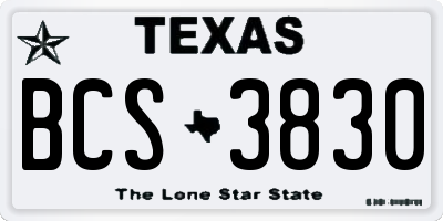 TX license plate BCS3830