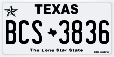 TX license plate BCS3836