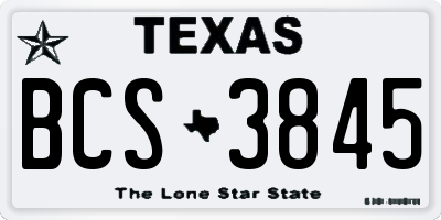 TX license plate BCS3845