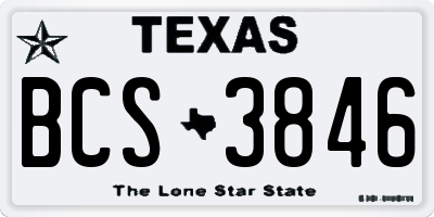 TX license plate BCS3846