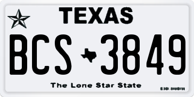 TX license plate BCS3849