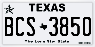 TX license plate BCS3850