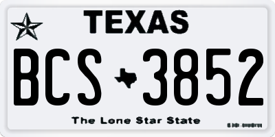TX license plate BCS3852