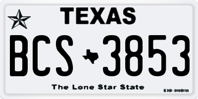 TX license plate BCS3853