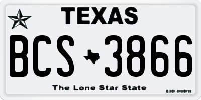 TX license plate BCS3866