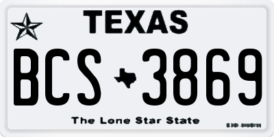TX license plate BCS3869