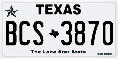 TX license plate BCS3870