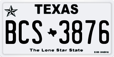 TX license plate BCS3876