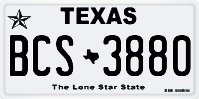 TX license plate BCS3880