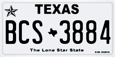 TX license plate BCS3884