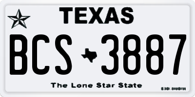 TX license plate BCS3887