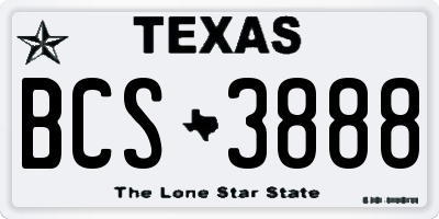 TX license plate BCS3888