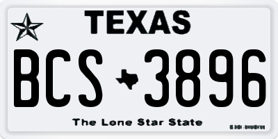 TX license plate BCS3896