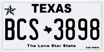 TX license plate BCS3898