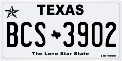 TX license plate BCS3902
