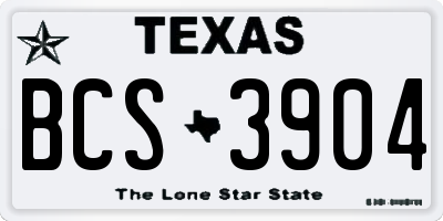 TX license plate BCS3904