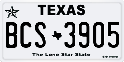 TX license plate BCS3905