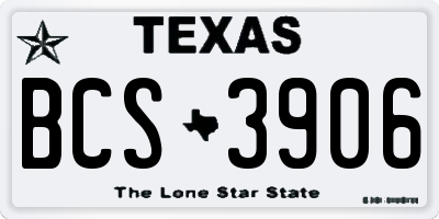 TX license plate BCS3906