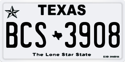 TX license plate BCS3908