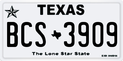 TX license plate BCS3909