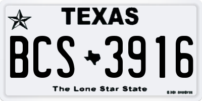 TX license plate BCS3916