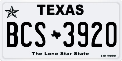 TX license plate BCS3920
