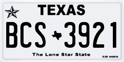 TX license plate BCS3921