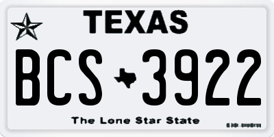 TX license plate BCS3922