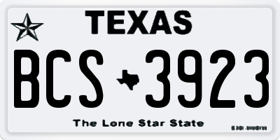 TX license plate BCS3923