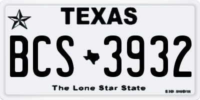 TX license plate BCS3932