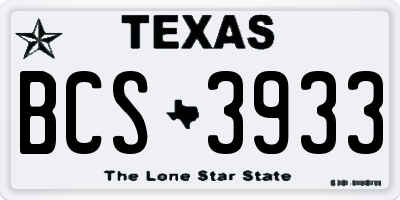TX license plate BCS3933