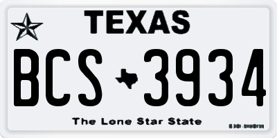 TX license plate BCS3934
