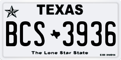 TX license plate BCS3936