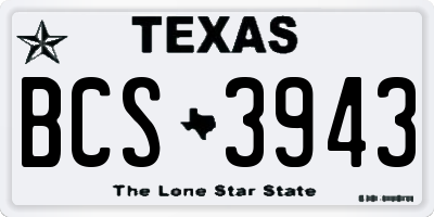 TX license plate BCS3943